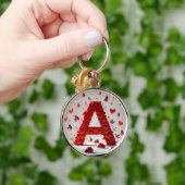 Porte-clés Lettre alphabet créative A avec formes cardiaques (Main)