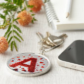 Porte-clés Lettre alphabet créative A avec formes cardiaques (Côté)