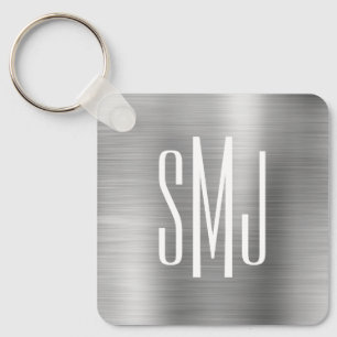 Porte-clés LETTRE ARGENT OMBRE TROIS LETTRE MONogramme