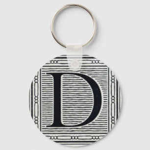 PORTE-CLÉS LETTRE ARTISTIQUE "D" BOISERIE DE BOIS INITIALE