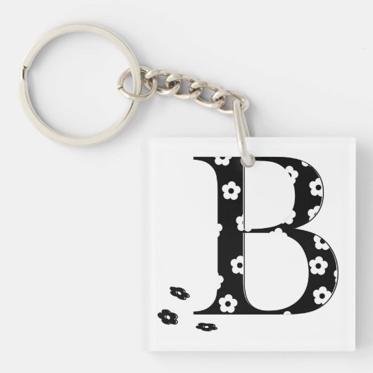 Porte-clés lettre B à motifs floraux (Devant)