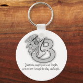 Porte-clés Lettre B ange monogramme alphabet initial noir et (Recto)