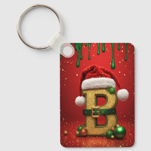 Porte-clés Lettre B de Santa avec détails de Noël en branches