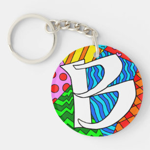 Porte-clés Lettre B Doodles colorés
