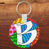 Porte-clés Lettre B Doodles colorés (Recto)