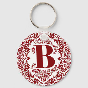 Porte-clés Lettre B en Unique Moderne Coeur Rouge Frontière F