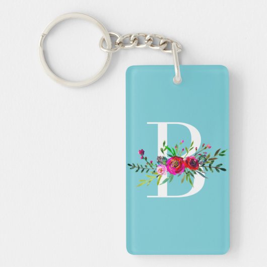 Porte-clés Lettre B Monogramme initial Floral Couleur personn (Devant)