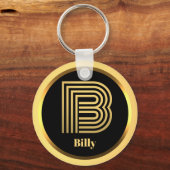 Porte-clés Lettre B or monogramme Porte - clé personnalisé (Recto)
