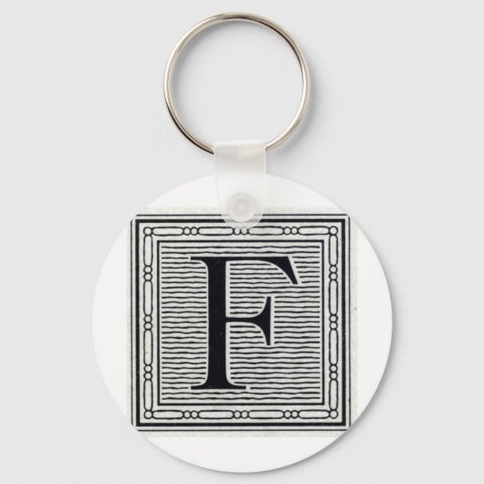 Porte-clés Lettre bloc "F" Woodblock Inital (Recto)