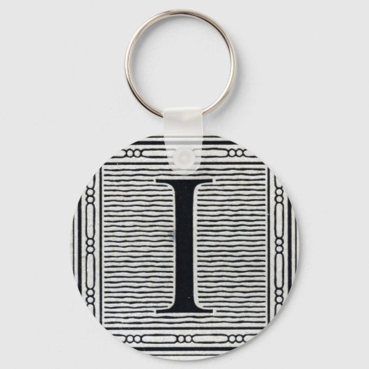 Porte-clés Lettre bloc "I" Bois de coupe en première ligne (Recto)