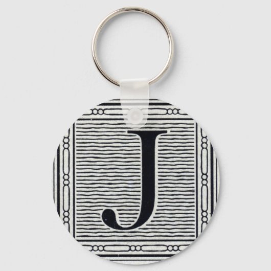 Porte-clés Lettre bloc "J" Bois coupé bloc initial (Recto)