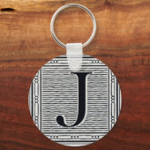 Porte-clés Lettre bloc "J" Bois coupé bloc initial (Recto)