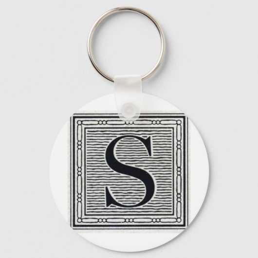 Porte-clés Lettre bloc "S" Bois coupé en bois (Recto)