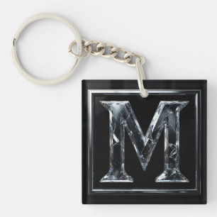 Porte-clés ❄️ Lettre Cristal M Cadeau Initial Pour Lui 🔑