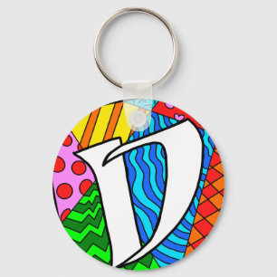 Porte-clés Lettre D Doodles colorés