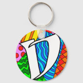 Porte-clés Lettre D Doodles colorés (Verso)
