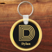 Porte-clés Lettre D or monogramme Porte - clé personnalisé (Recto)