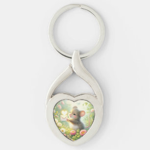Porte-clés Lettre d'amour de souris de cottage Prairie