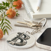 Porte-clés Lettre de chambre de sorcière B personnalisée init (Devant droit)