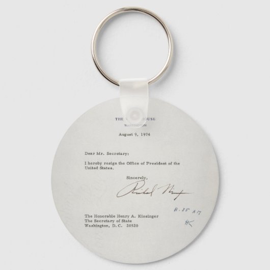 Porte-clés Lettre de démission du Président Richard M. Nixon (Recto)
