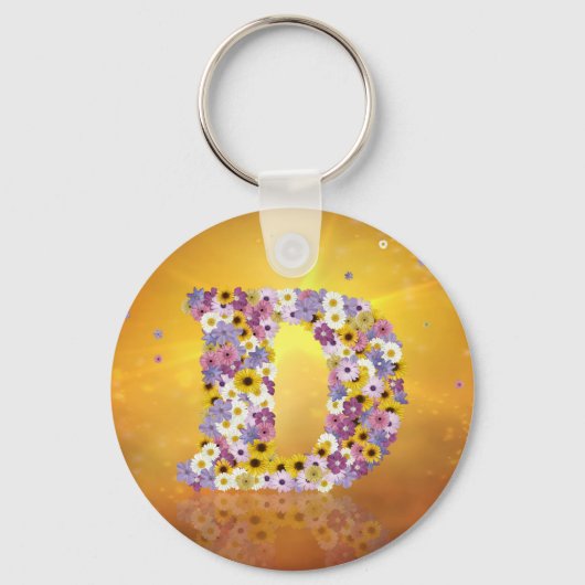 Porte-clés Lettre de fleurs D (Recto)