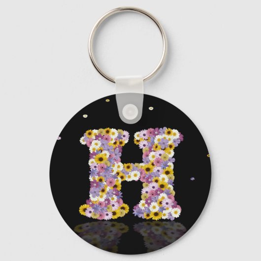 Porte-clés Lettre de fleurs H (Recto)