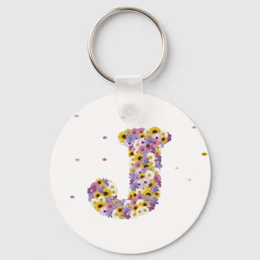 Porte-clés Lettre de fleurs J (Recto)