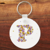 Porte-clés Lettre de fleurs P (Recto)