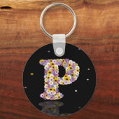 Porte-clés Lettre de fleurs P (Recto)