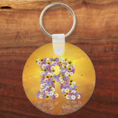 Porte-clés Lettre de fleurs R (Recto)