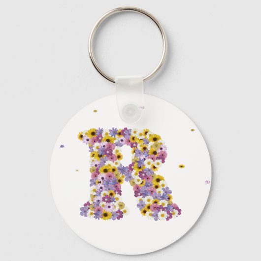 Porte-clés Lettre de fleurs R (Recto)