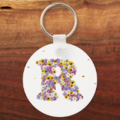 Porte-clés Lettre de fleurs R (Recto)