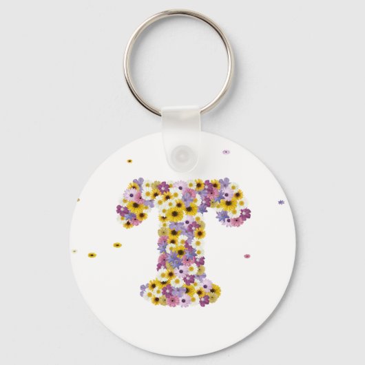 Porte-clés Lettre de fleurs T (Recto)