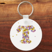 Porte-clés Lettre de fleurs T (Recto)