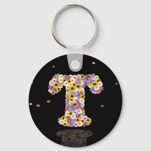 Porte-clés Lettre de fleurs T (Recto)
