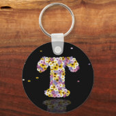 Porte-clés Lettre de fleurs T (Recto)