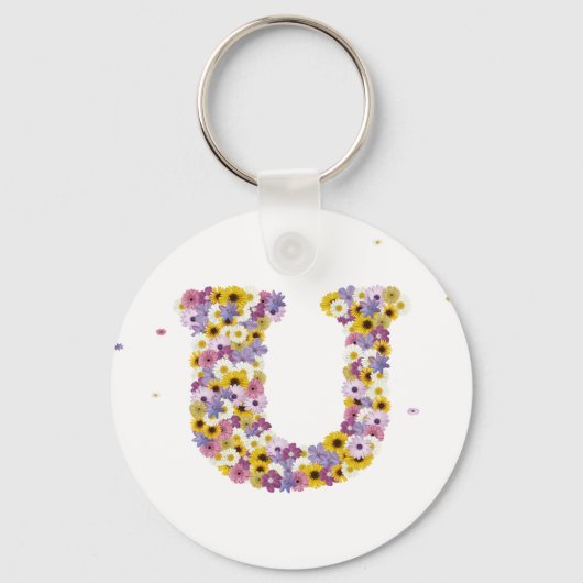 Porte-clés Lettre de fleurs U (Recto)