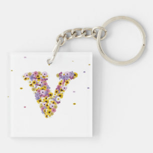 Porte-clés Lettre de fleurs V