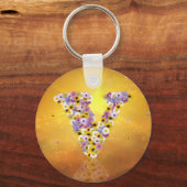 Porte-clés Lettre de fleurs V (Recto)