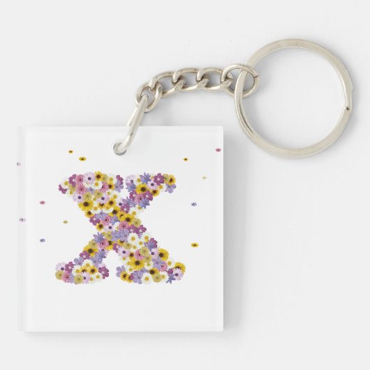 Porte-clés Lettre de fleurs X (Dos)