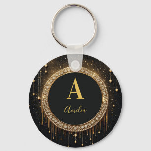 Porte-clés Lettre de monogramme personnalisée avec paillettes