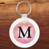 Porte-clés Lettre de nom d'aquarelle rose Monogramme Cercle (Recto)