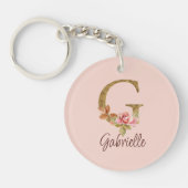 Porte-clés Lettre de nom personnalisée G Roses roses blush fe (Devant)