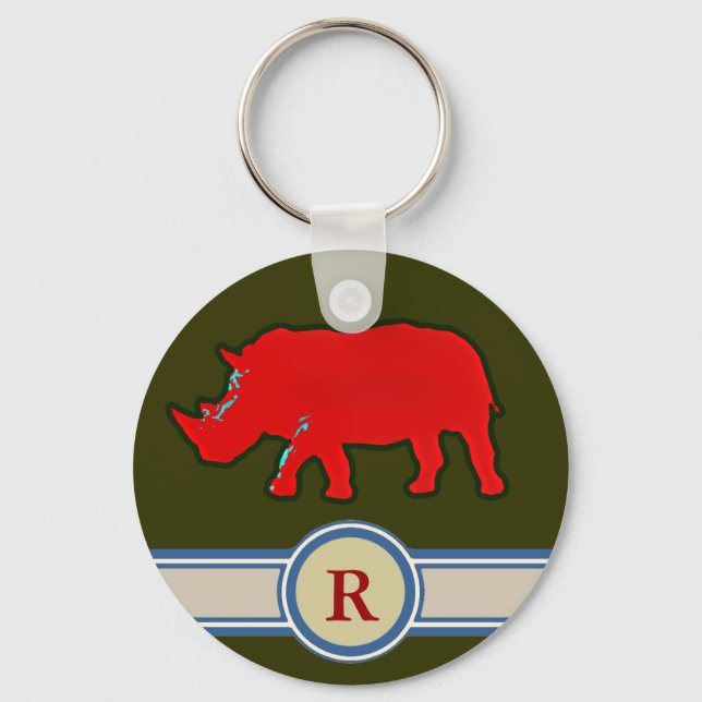 Porte-clés lettre de nom R rhinocéros (Front)