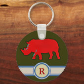 Porte-clés lettre de nom R rhinocéros (Front)