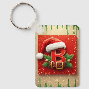 Porte-clés Lettre de Santa B avec couronne de pin style de va