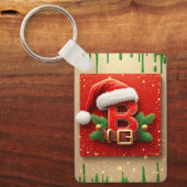 Porte-clés Lettre de Santa B avec couronne de pin style de va (Recto)