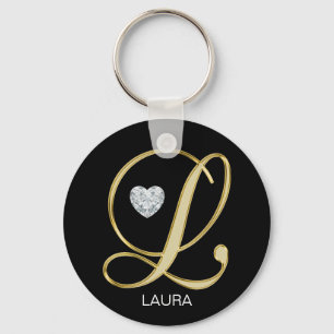 Porte-clés Lettre décorée d'un monogramme personnalisée