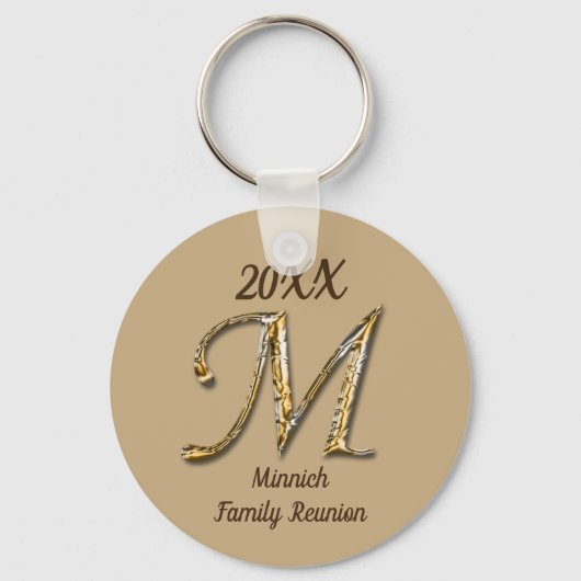 Porte-clés Lettre d'or de Réunion familiale M Monogram Keepsa (Recto)