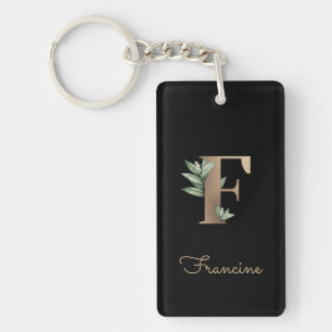 Porte-clés LETTRE D'OR MONOGRAPHIQUE BOtanique Élégante F
